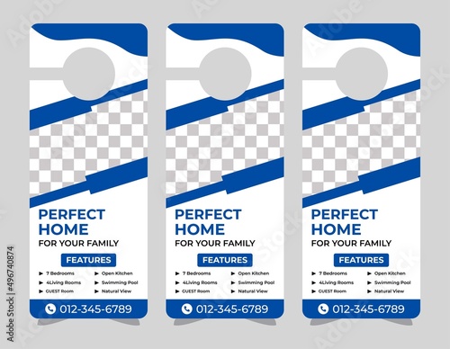 Door hanger design template, hotel knob design. Vector door hanger.	
