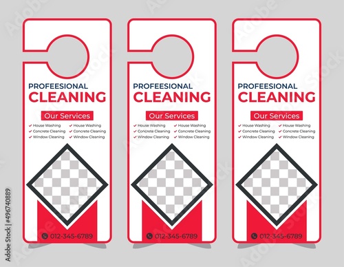 Door hanger design template, hotel knob design. Vector door hanger.	