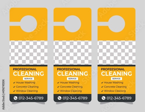 Door hanger design template, hotel knob design. Vector door hanger.	