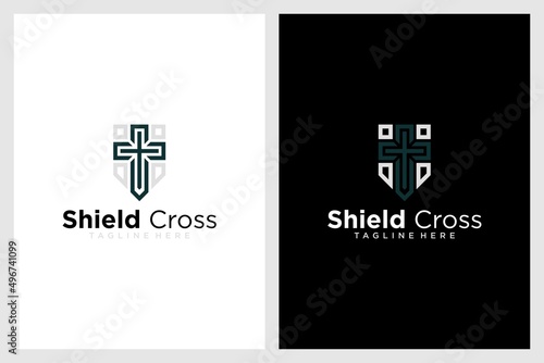 cross shield logo design