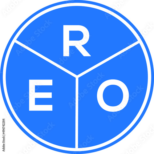 REO letter logo design on white background. REO  creative circle letter logo concept. REO letter design.
 photo
