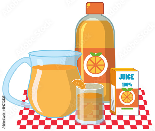 Orange products set on white background
