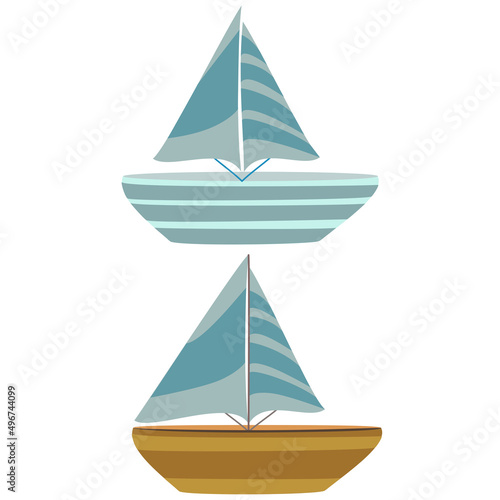 boat set design. Travel ship and yacht collection on white background. object element isolated. photo