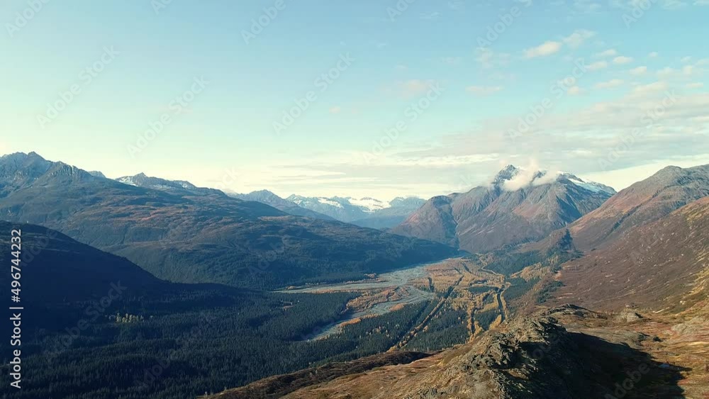 4k 60fps aerial video of Thompson Pass, on the road to Valdez, Alaska. Fall. 4k 60fps aerial video of Thompson Pass, on the road to Valdez, Alaska. Fall.