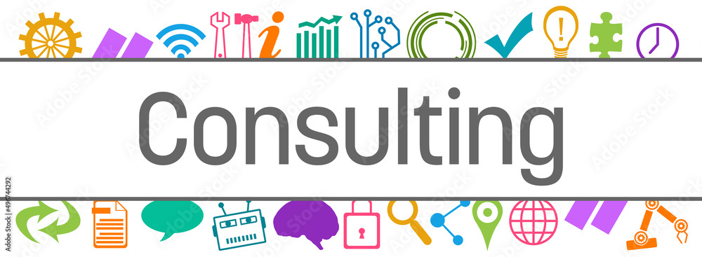 Consulting Colorful Box Technology Symbols Up Down Consulting Colorful Box Technology Symbols Up Down