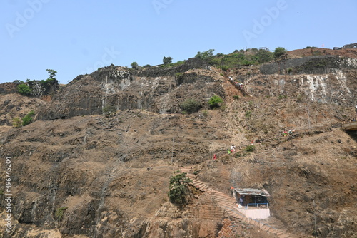 close up of landscape of vishalgad fort in southern maharashtra in India photo