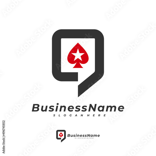 Poker Chat logo vector template, Creative Gambling logo design concept