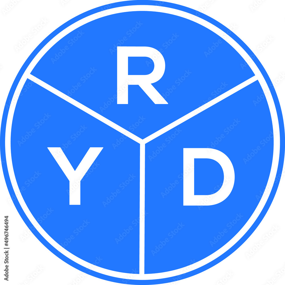 RYD letter logo design on white background. RYD creative circle letter logo concept. RYD letter design. RYD letter logo design on white background. RYD creative circle letter logo concept. RYD letter design.