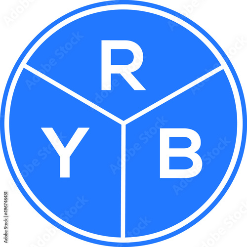 RYB letter logo design on white background. RYB  creative circle letter logo concept. RYB letter design.