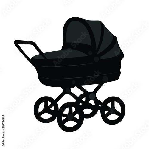 Baby stroller vector isolated on white. 