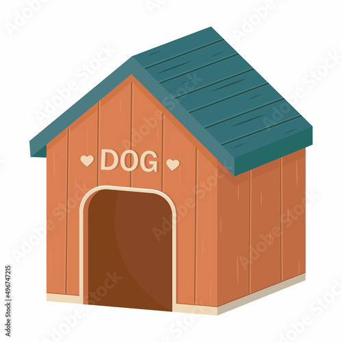 Wooden doghouse, color vector isolated cartoon-style illustration