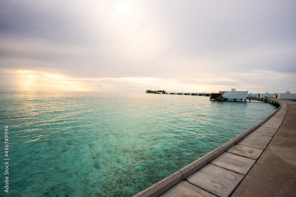 Maledives ocean seaview at sunset 