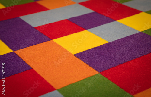 Bright colorful carpet on the floor