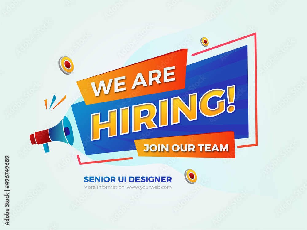 Εκτύπωση καμβά We are hiring banner design template with editable text effects