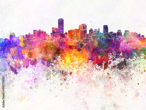 Adelaide skyline in watercolor background