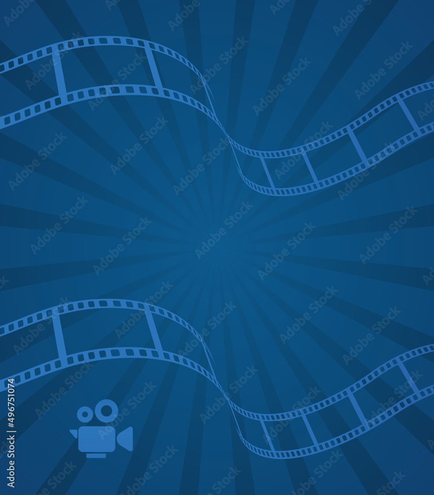abstract background with film reel and video camera