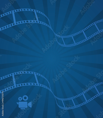 abstract background with film reel and video camera