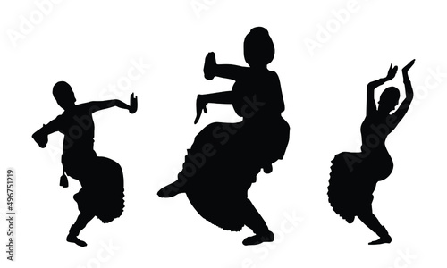 Indian girl classical dancing pose. Bharathanatyam, South Indian dance form. Tradtional bharadanatyam.  photo