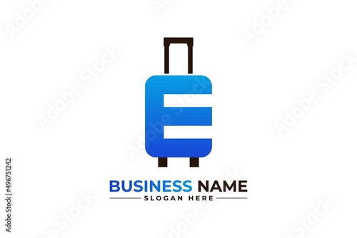 u letter trolly and plane travel hotel resort beach tour adventure holiday vacation logo.