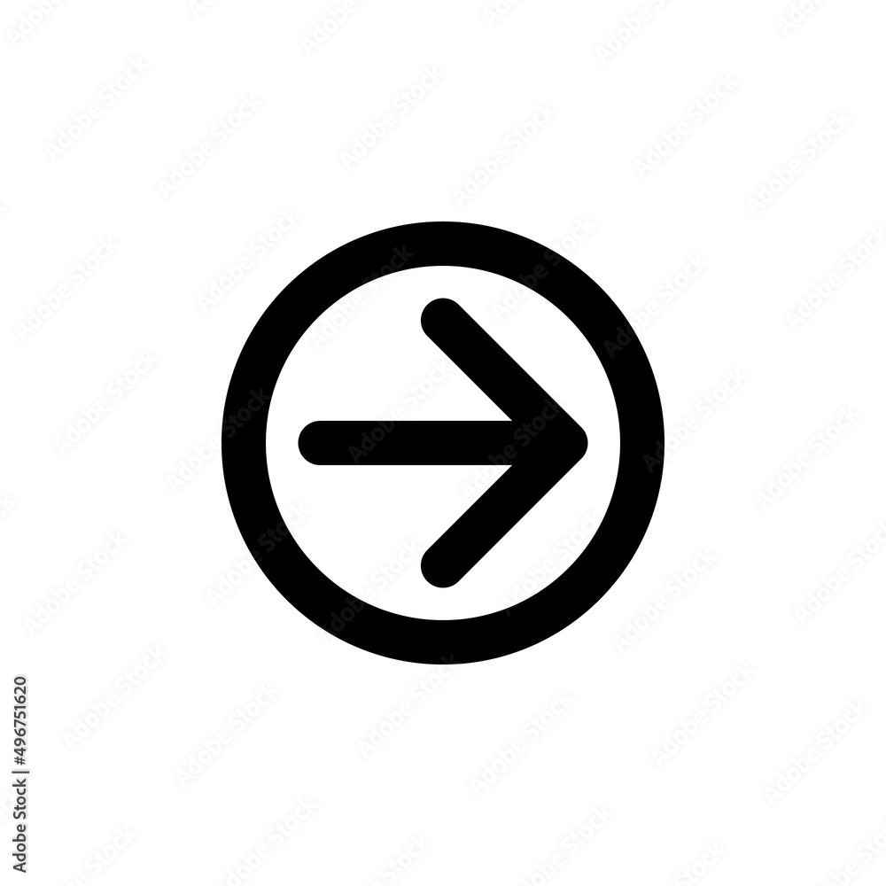 Arrow to the right in circle, simple web or mobile interface vector icon Arrow to the right in circle, simple web or mobile interface vector icon