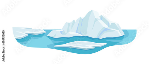 Natural Water with with Ice Solid Plate Floating on Surface Vector Illustration