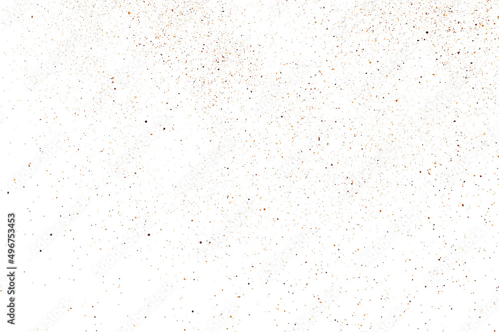 Coffee Color Grain Texture Isolated on White Background. Chocolate Shades Confetti. Brown Particles. Digitally Generated Image. Vector Illustration, EPS 10.