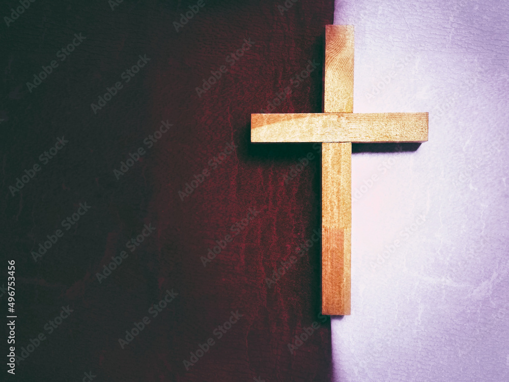 Lent Season,Holy Week and Good Friday concepts - image of cross shape in vintage background. Stock photo.
