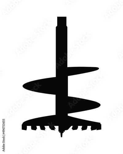 Earth drill bit or auger tool used for digging and drilling. Drilling tool icon.