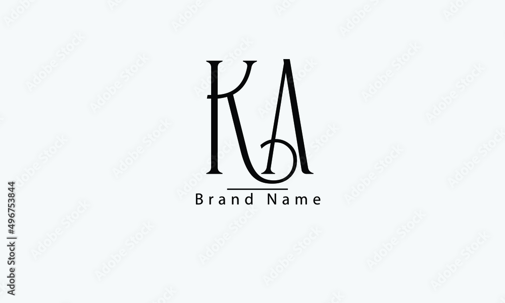 KA AK K A abstract vector logo monogram template - obrazy, fototapety, plakaty 