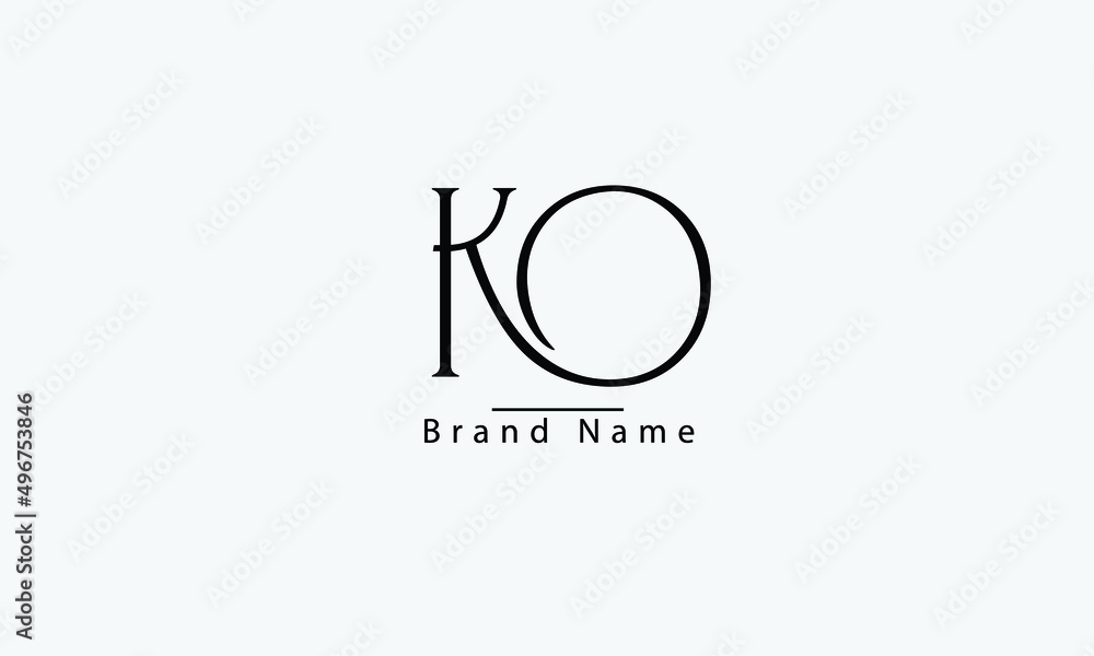 KO OK  K O abstract vector logo monogram template - obrazy, fototapety, plakaty 
