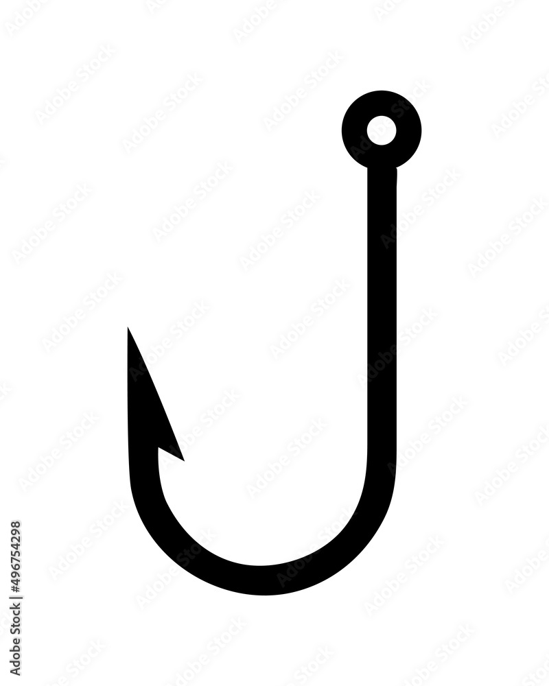 Fishing hook icon. Fish bait catch symbol vector isolated on white.