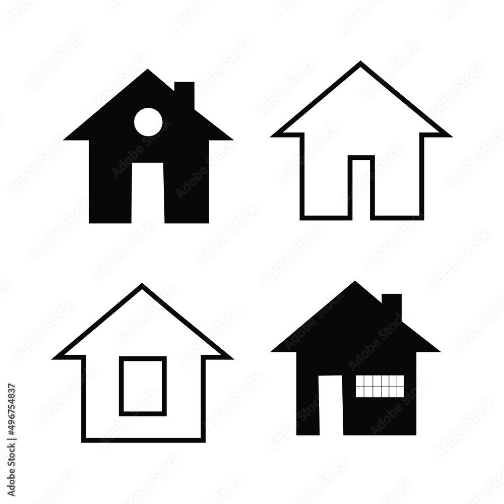 Set of home icons. Simple house construction symbols.