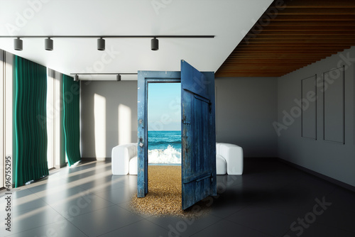 Fotografie Open the door to a new better world, seascape