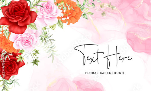 beautiful watercolor blooming floral background