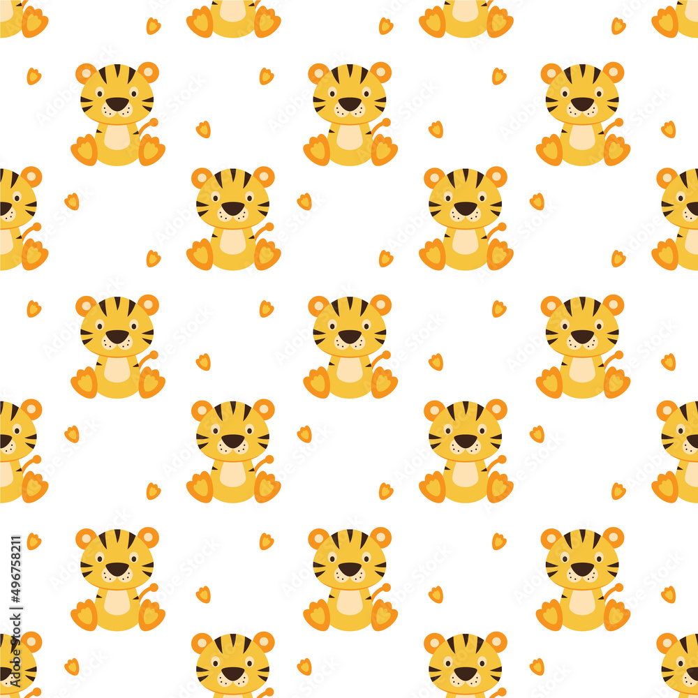 Fototapeta premium Seamless pattern tiger on white background. vector illustration.
