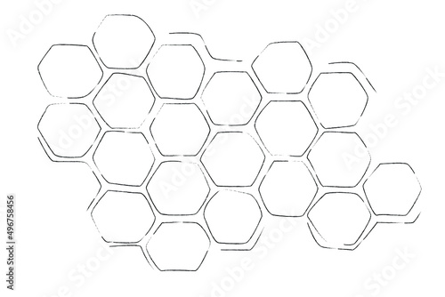 propolis sketch. Black and white image of honeycomb. Bee honey and propolis. Vector hand drawn comb.