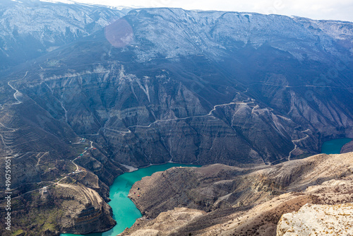 Sulak canyon is one of the deepest canyons in the world and the deepest in Europe. Natural landmark of Dagestan, Russia. Dagestan canyon in mountains Dubki