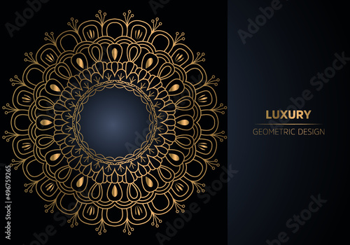 Luxury ornamental mandala design background in gold color 