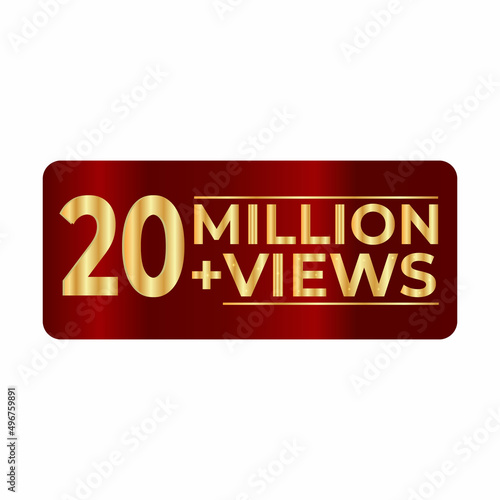 20 Million plus views 3d sign isolated on white background, 3d rendering. illustration for Social Network friends or followers, like