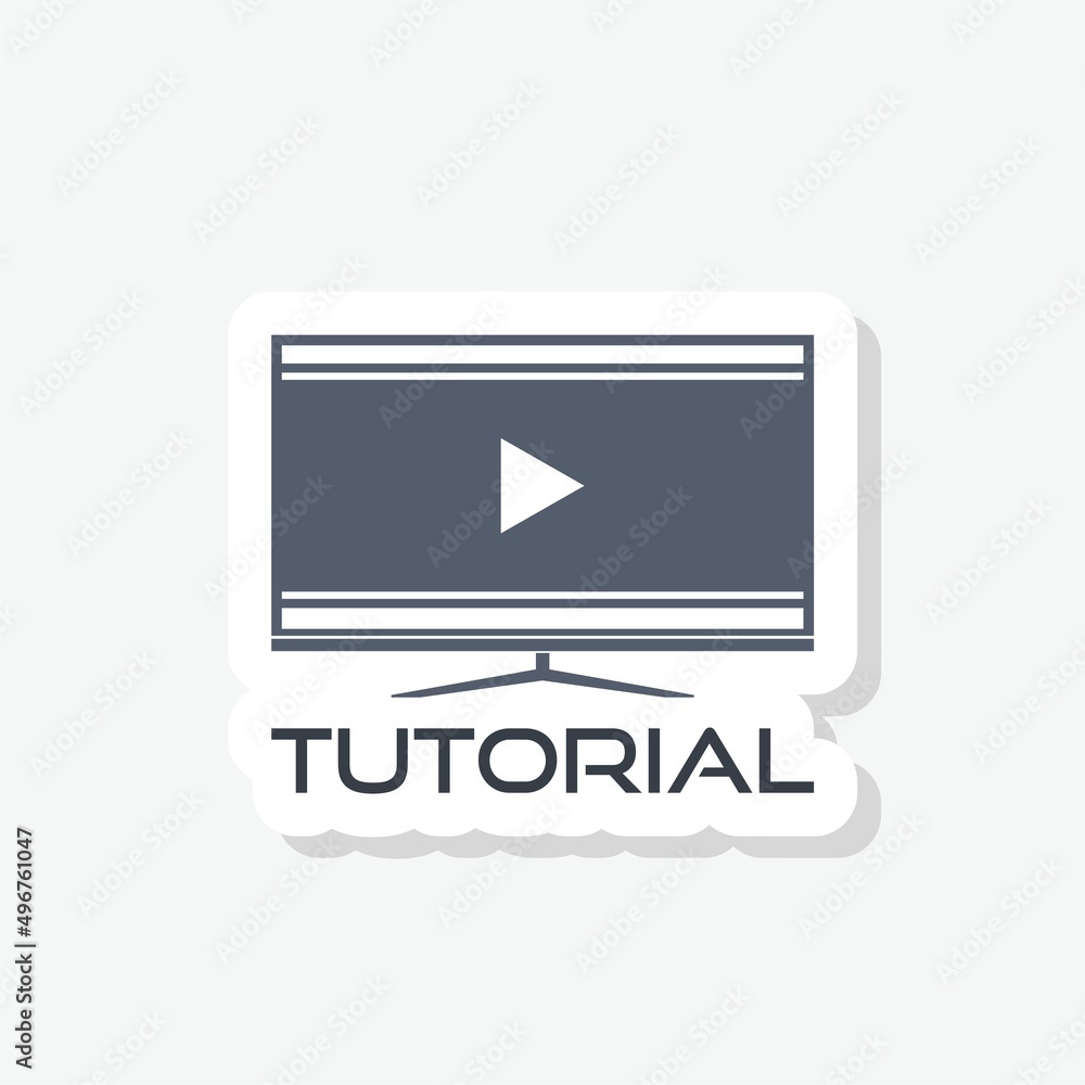 Tutorial icon sticker isolated on white background Tutorial icon sticker isolated on white background