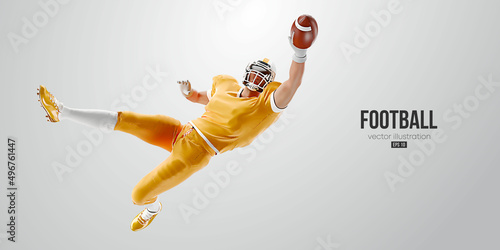 Realistic silhouette of a NFL american football player man in action isolated white background. Vector illustration