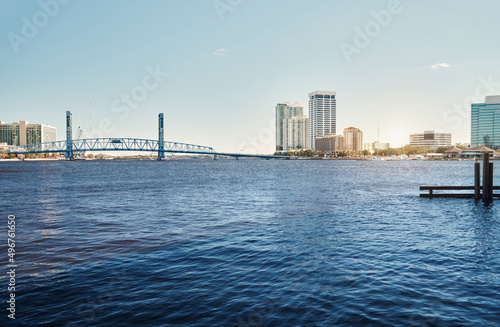 Jacksonville, Florida, Modern office building by river in city photo