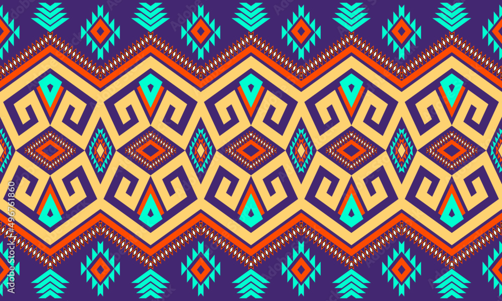 Traditional oriental ethnic geometric pattern design for background, carpet, wallpaper, clothing, wrap, batik, fabric, embroidery, illustration, vector, beautiful.