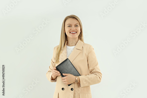 Concept of business with young attractive business woman