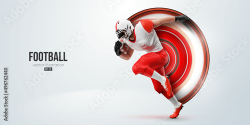 Realistic silhouette of a NFL american football player man in action isolated white background. Vector illustration