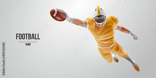 Realistic silhouette of a NFL american football player man in action isolated white background. Vector illustration