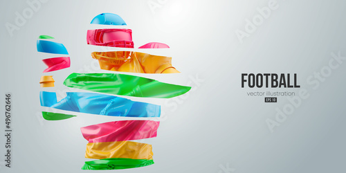 Abstract silhouette of a NFL american football player man in action isolated white background. Vector illustration