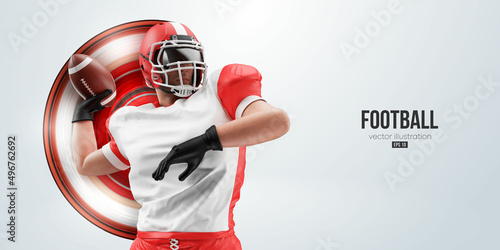 Realistic silhouette of a NFL american football player man in action isolated white background. Vector illustration
