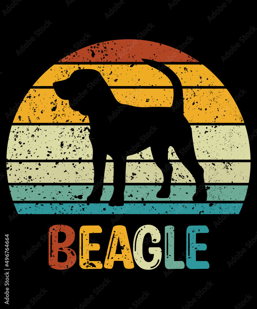 Beagle T-Shirt / Retro Vintage Beagle Tshirt / Black Dog Silhouette Gift for Beagle Lovers / Funny Beagle Unisex Tee