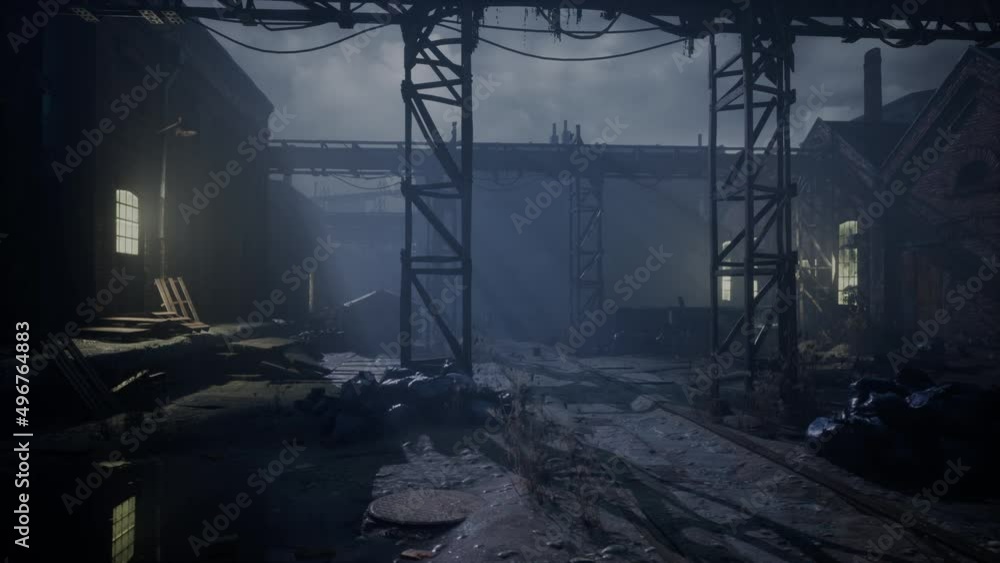 ruins of a very heavily polluted industrial factory ruins of a very heavily polluted industrial factory